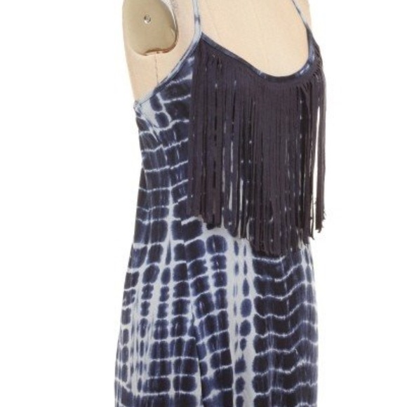 FRINGE DETAIL TIE DYE PRINT TANK DRESS - Picture 6 of 6
